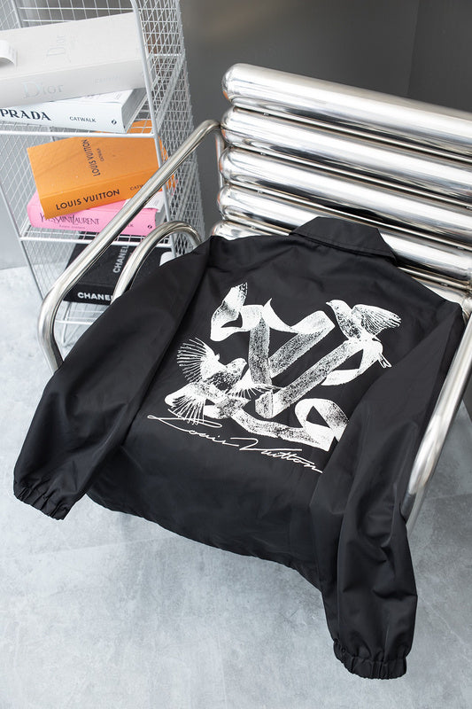 Side profile of Louis Vuitton luxury clothing with relaxed-fit cut