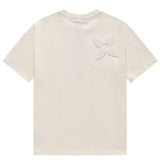 Close-up detail shot of Louis Vuitton cotton t-shirt with signature branding