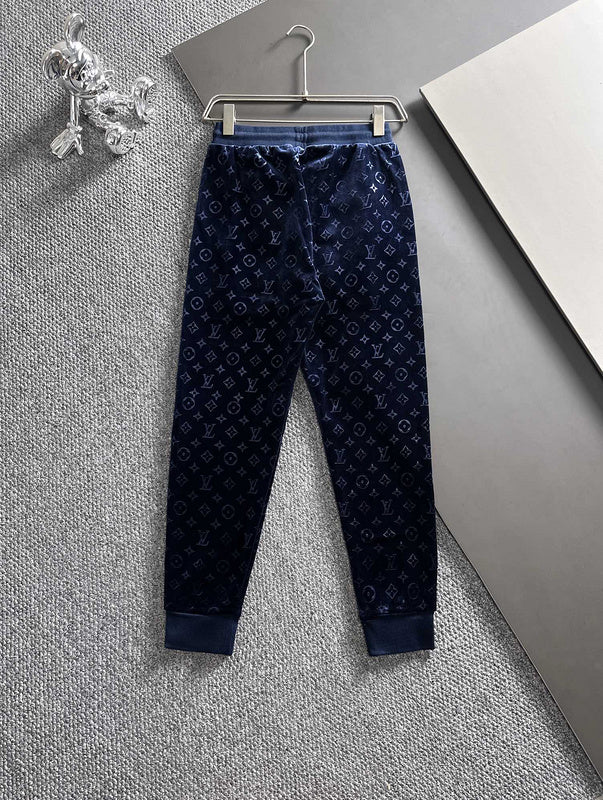 Close-up detail shot of Louis Vuitton luxury clothing with streetwear-inspired cut