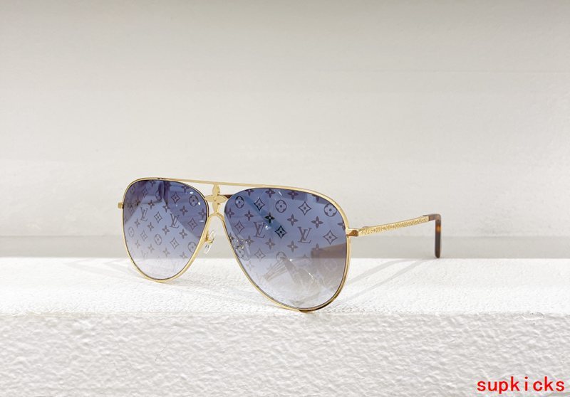 Close-up detail view of Louis Vuitton unisex sunglasses