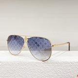 Close-up detail view of Louis Vuitton unisex sunglasses