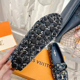 Louis Vuitton Black Classic Ballet Flats - Front View