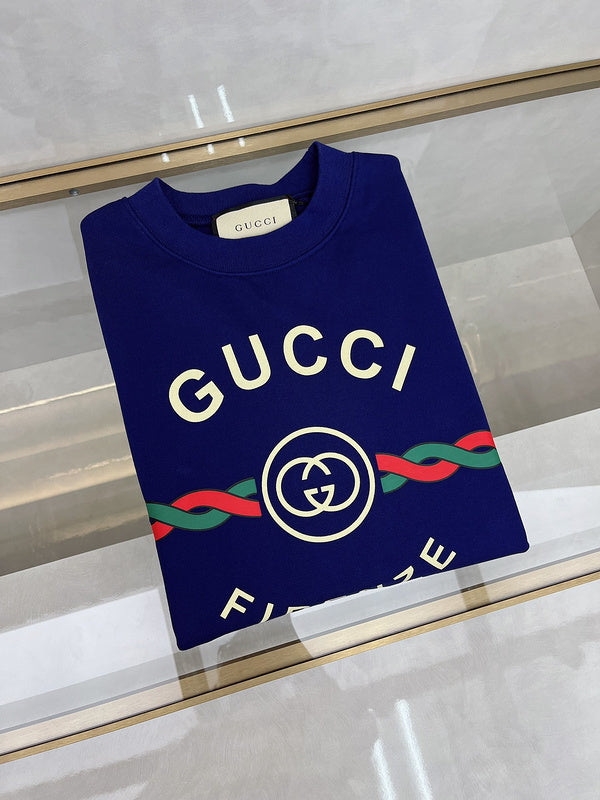 Back view of Gucci luxury clothing with logo-detail design