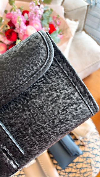 Side view of balanced structured handbag