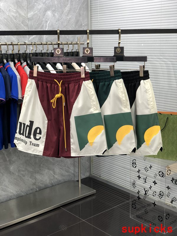 Side profile of Rhude luxury clothing with streetwear-inspired cut