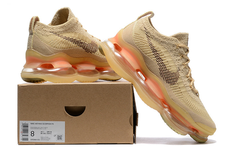 Side profile of Nike stone beige sneakers padded collar comfort