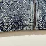 Side profile of Louis Vuitton luxury clothing with signature branding