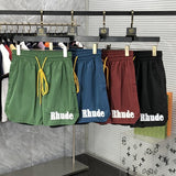 Side profile of Rhude luxury clothing with label-forward styling