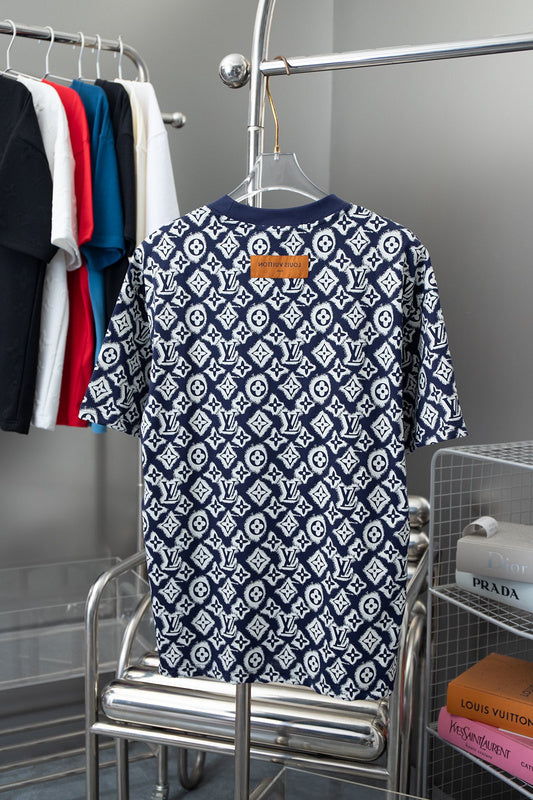 Side profile of Louis Vuitton cotton t-shirt with monogram-inspired silhouette