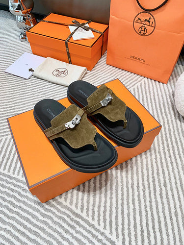Hermès Nude Ankle Strap Sandals - Full Silhouette View