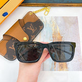 Close-up detail view of Louis Vuitton unisex sunglasses