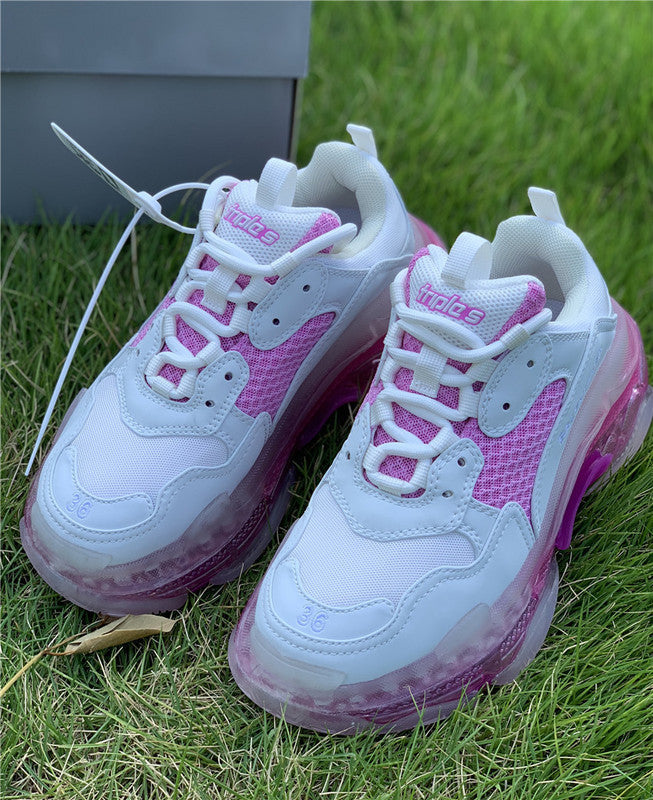 Balenciaga White Chunky Platform Sneakers - Full Silhouette View