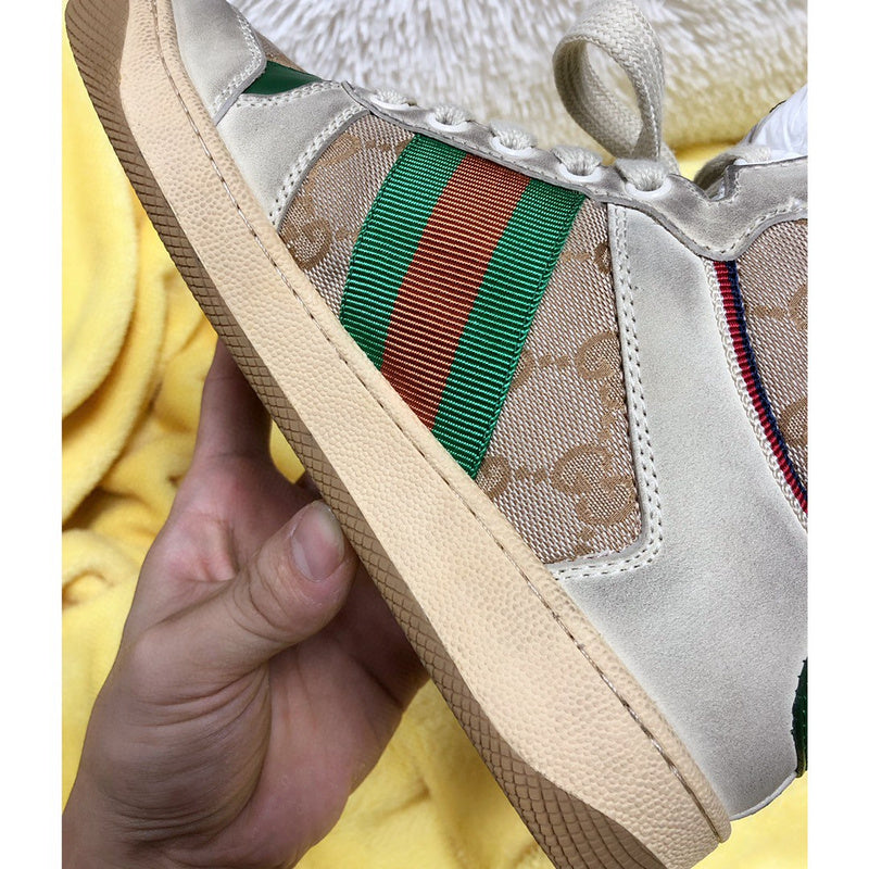Side profile of Gucci bold contrast sneakers minimalist modern build