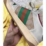 Side profile of Gucci bold contrast sneakers minimalist modern build