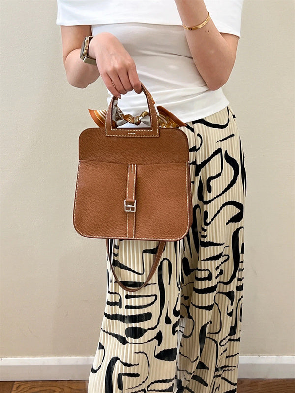 Side view of chic structured handbag