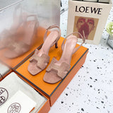 Hermès Beige Crisscross Strap Sandals - Detail Shot of Craftsmanship
