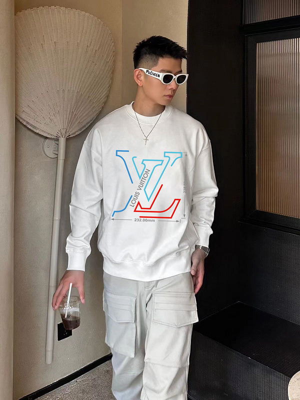 Flat lay presentation of Louis Vuitton luxury clothing with streetwear-inspired cut
