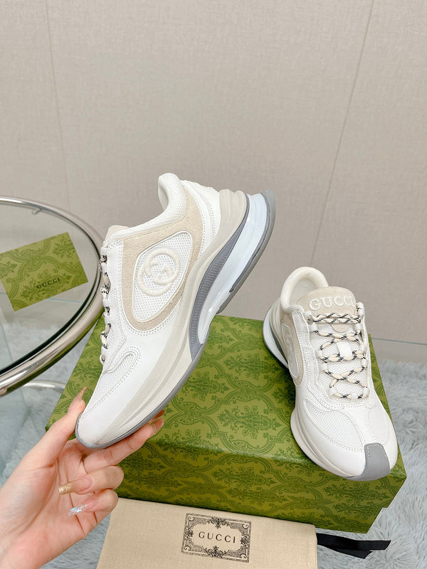 Gucci muted earth tones luxury sneakers view 7 retro runner design