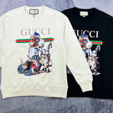 Close-up detail shot of Gucci luxury clothing with signature branding