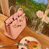 Side view of crisp structured handbag