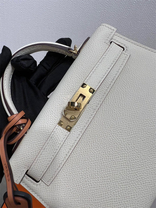 Side view of tailored structured handbag