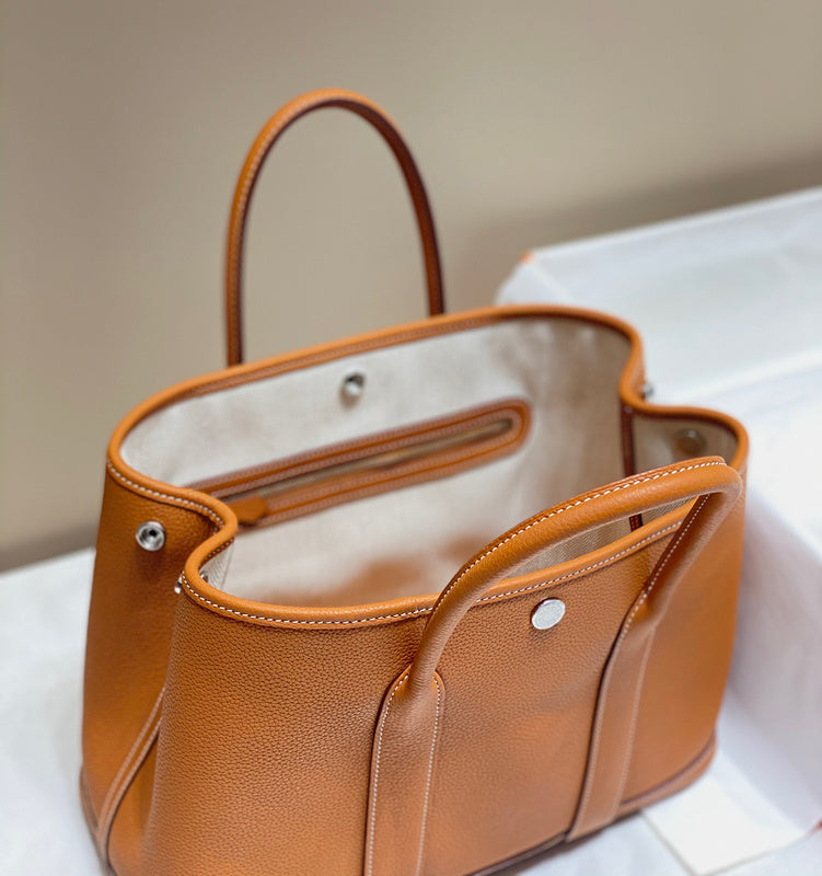 Side view of versatile structured handbag