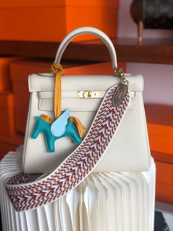 Side view of curated structured handbag
