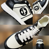 Side profile of Gucci soft grey sneakers chunky sole construction