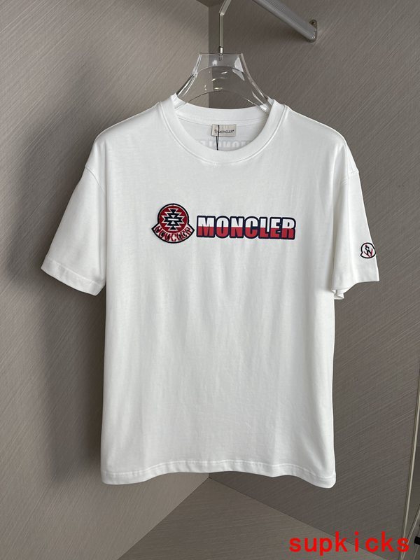Front view of Moncler luxury clothing with contemporary cut