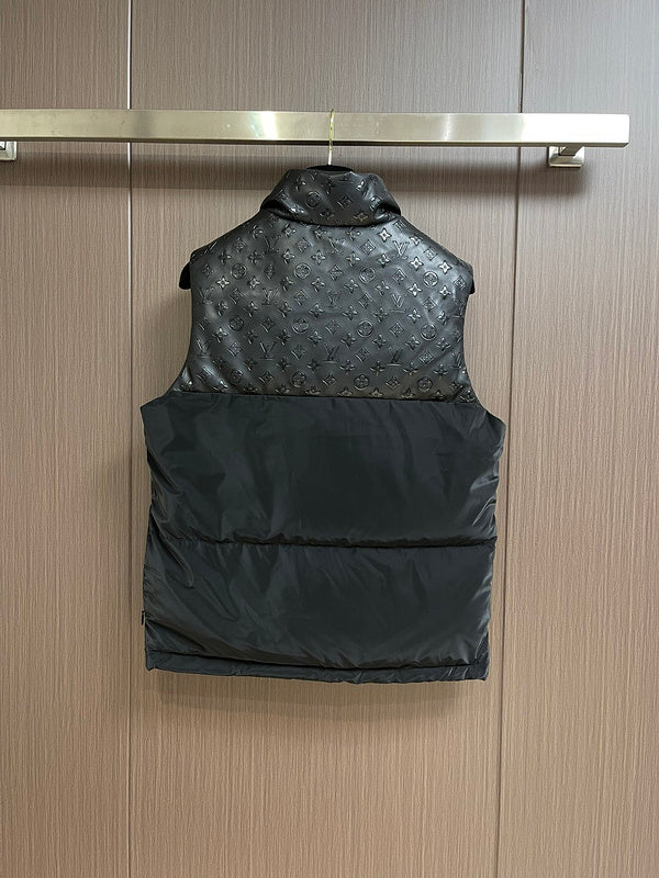 Side profile of Louis Vuitton luxury clothing with logo-detail design