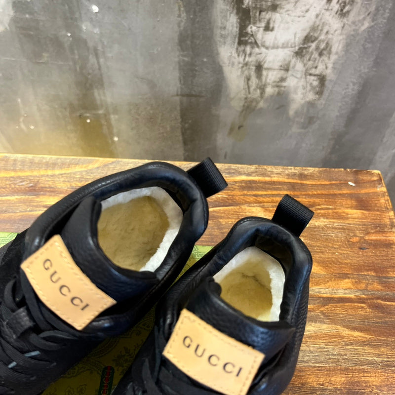 Gucci tonal black luxury sneakers view 9 padded collar comfort