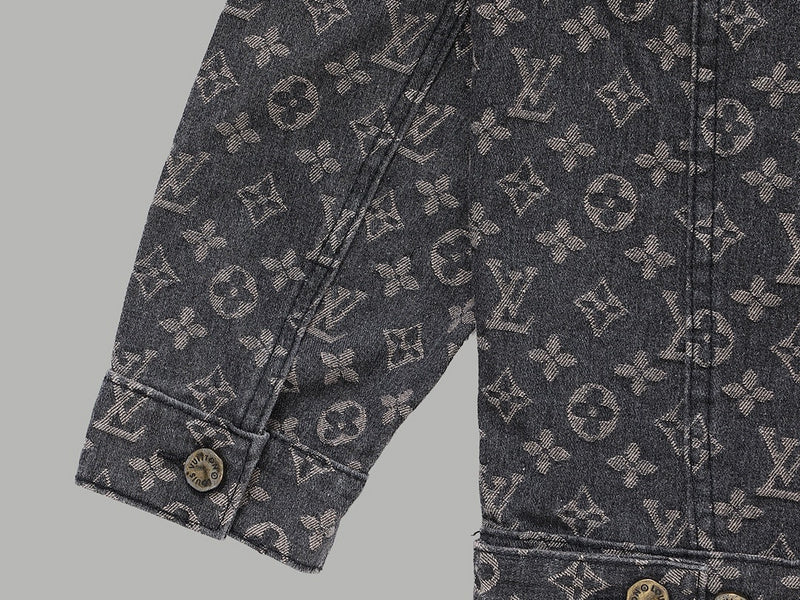 Back view of Louis Vuitton luxury clothing with signature branding