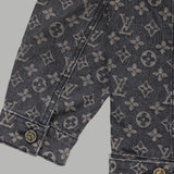 Back view of Louis Vuitton luxury clothing with signature branding