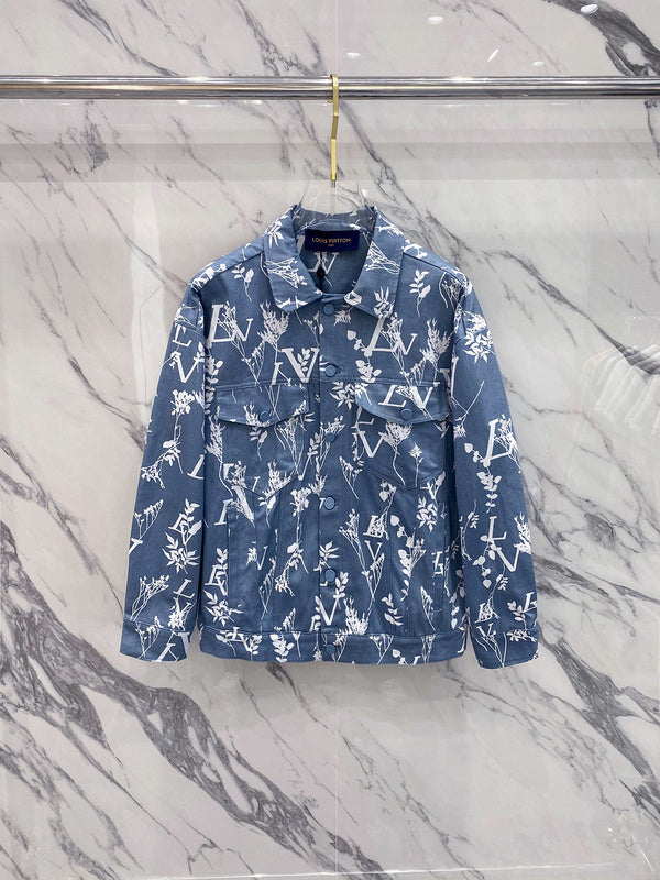 Back view of Louis Vuitton luxury clothing with label-forward styling