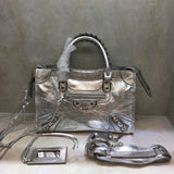 Structured Vegan Leather Handbag - Premium Craftsmanship Detailing | Women's Everyday Carry Handbag #968 - side angle view (image 2) of designer-inspired handbag