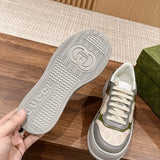 Side profile of Gucci two-tone sneakers minimalist modern build