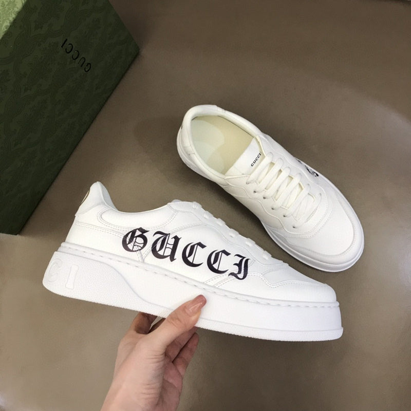 Gucci Fashion sneakers in soft grey premium leather build front view