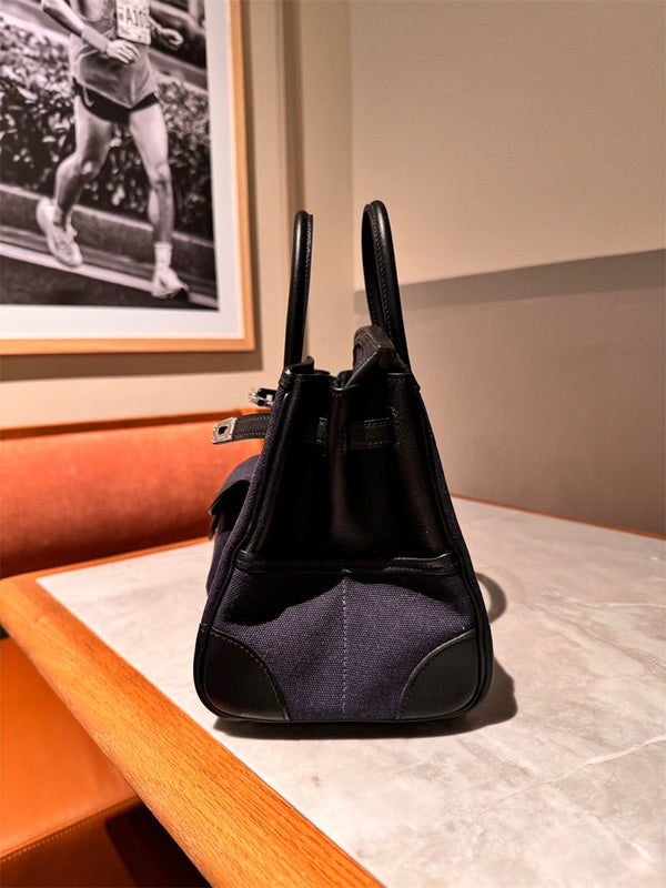 Side view of effortless structured handbag