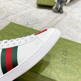 Side profile of Gucci tonal black sneakers padded collar comfort