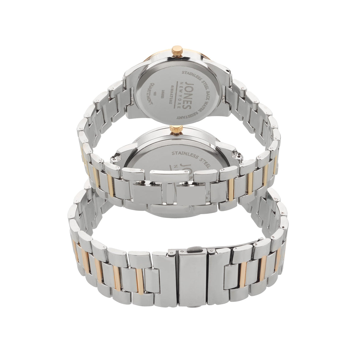 Side view of Jones New York unisex white watch