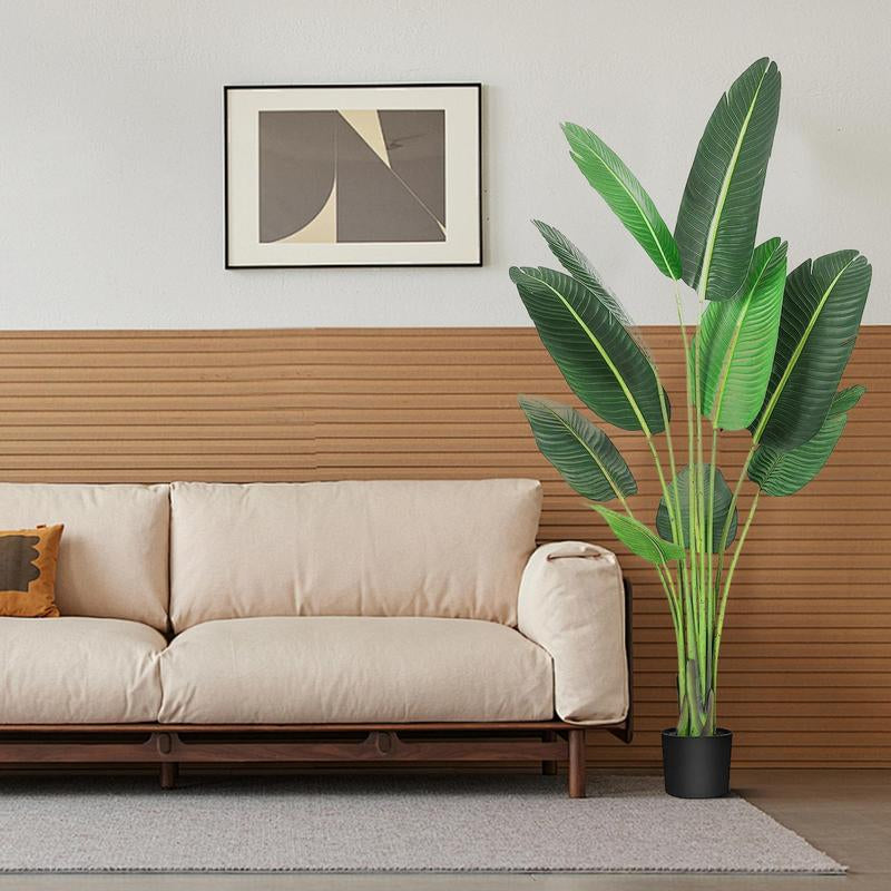 DLDA 5 Ft Bird of Paradise Artificial Plant 60 Inch UV Resistant Lifelike Fake Plant in Black Planter