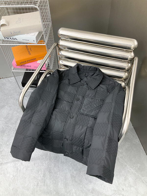 Side profile of Louis Vuitton luxury clothing with label-forward styling