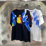 Close-up detail shot of Louis Vuitton cotton t-shirt with runway-inspired design