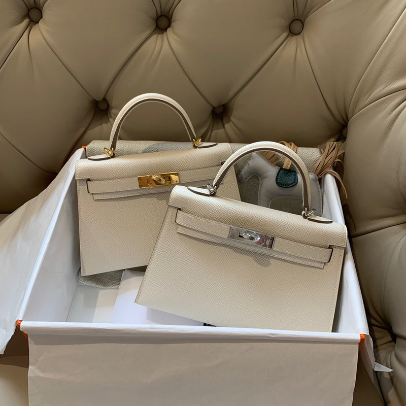Side view of elegant structured handbag
