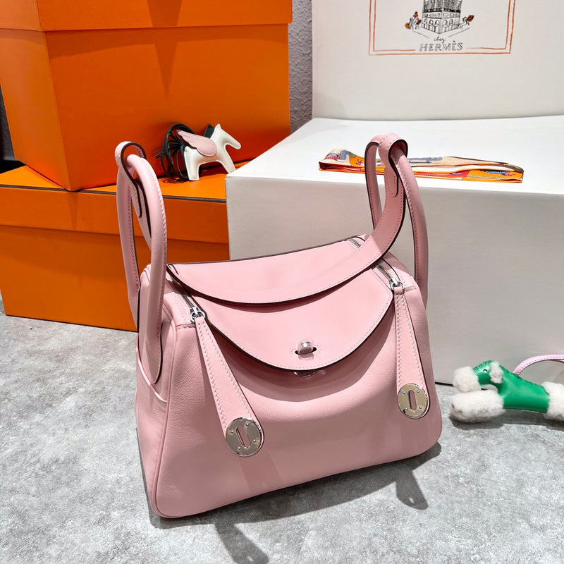 Side view of polished structured handbag
