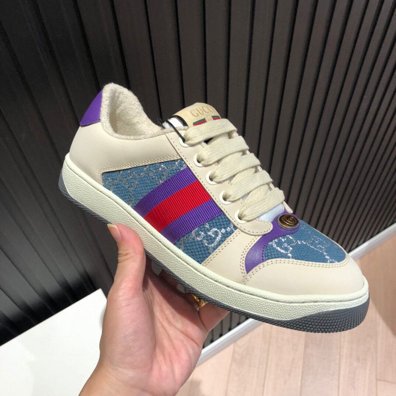 Gucci stone beige luxury sneakers view 9 bold athletic profile