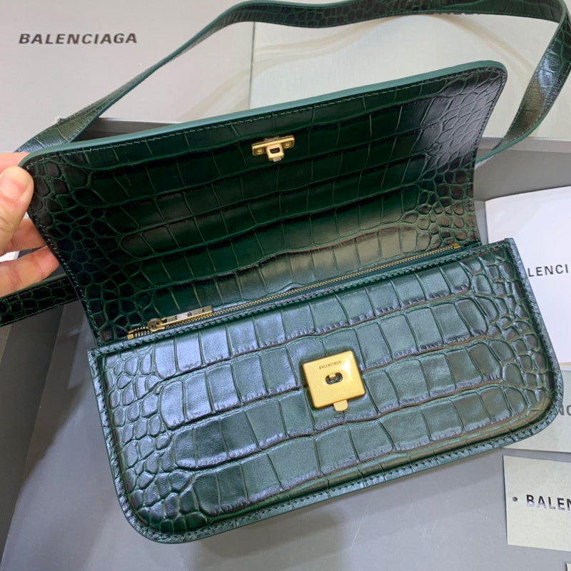 Contemporary Vegan Leather Handbag - Signature Hardware Accents | Women's Fashion Handbag #407 - styled full view (image 7) of designer-inspired handbag