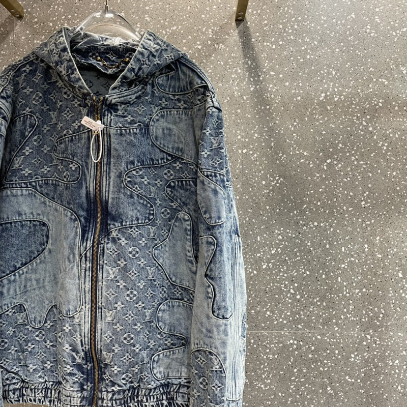 Front view of Louis Vuitton luxury clothing with monogram-inspired silhouette