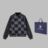 Back view of Louis Vuitton luxury clothing with signature branding