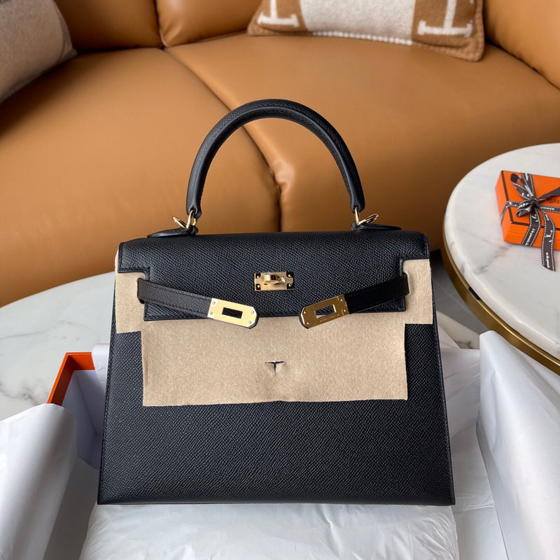 Side view of effortless structured handbag